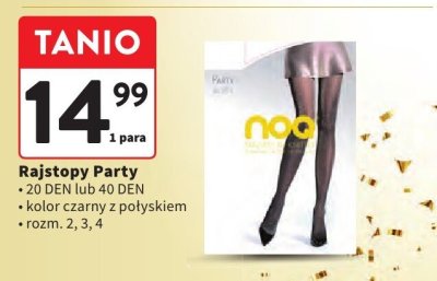 Rajstopy Party 20 DEN lub 40 DEN kolor czarny z połyskiem rozm. 2, 3, 4 promocja w Intermarche