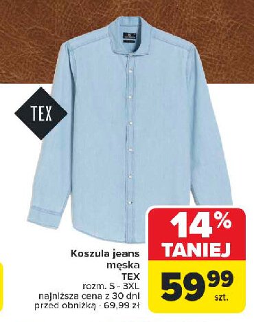 Koszula męska jeans s-3xl Tex promocja w Carrefour