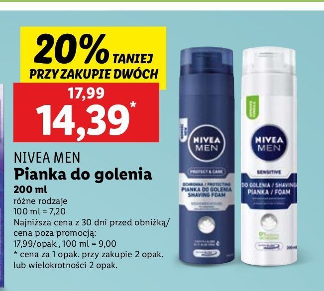 Pianka do golenia do twardego zarostu Nivea men protect & care promocja w Lidl