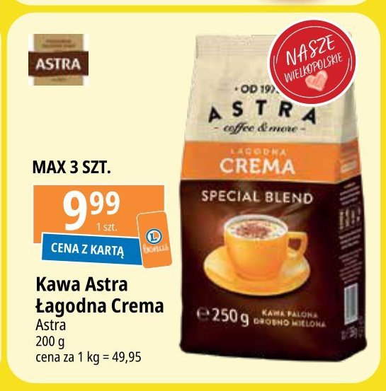 Kawa Astra łagodna crema Astra caffee promocja