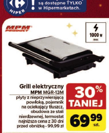 Grill elektryczny mgr-13m Mpm product promocja