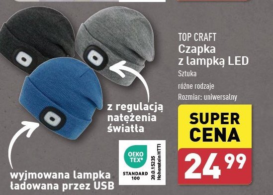 Czapka z lampką led Top craft promocja