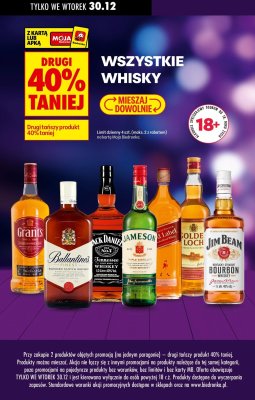 Whiskey Jack Daniel's Tennessee Whiskey 40% Vol. 1 Litre promocja w Biedronka