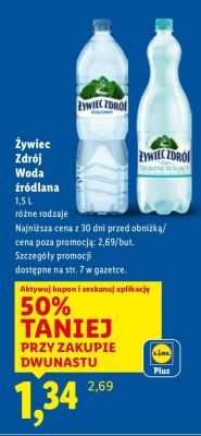 Woda źródlana Żywiec Zdrój promocja w Lidl