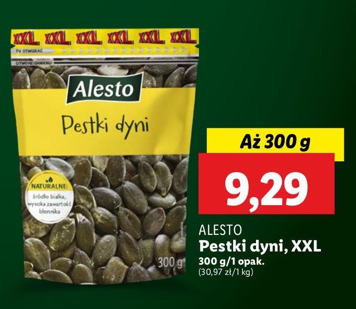 Pestki dyni prażone i solone Alesto promocja