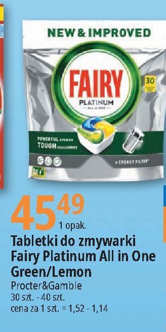 Tabletki do zmywarek Fairy Platinum Lemon promocja