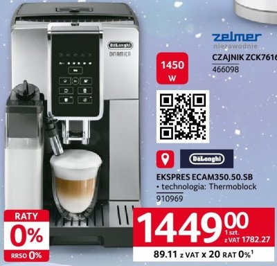 Ekspres DeLonghi EKSPRES ECAM350.50.SB promocja w Selgros