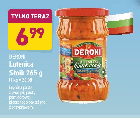 Pasta łagodna z papryki, pomidorów i pieczonego bakłażana z przyprawami Deroni lutenica promocja