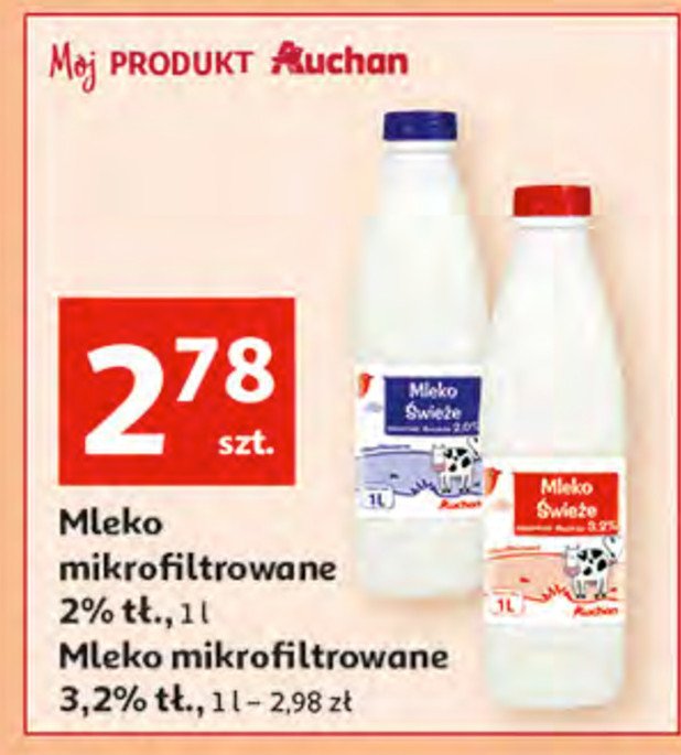 Mleko świeże 2% Auchan promocja