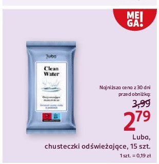 Chusteczki odświeżające clean water Luba promocja