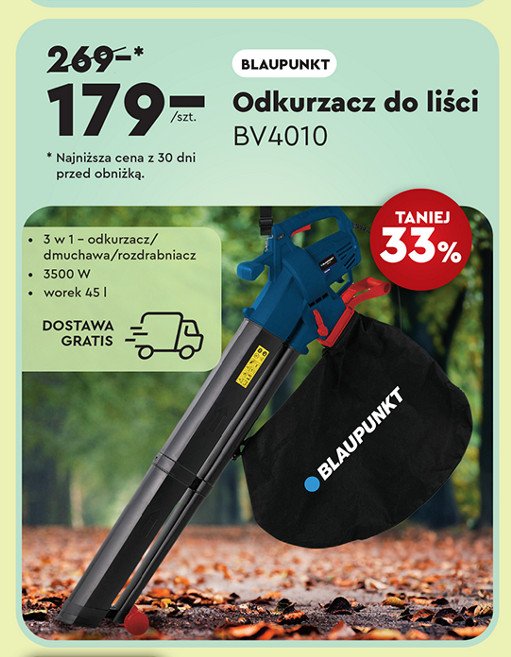 Odkurzacz do liści bv4010 Blaupunkt promocja w Biedronka