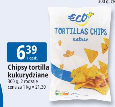 Chipsy tortilla kukurydziane Eco+ promocja w Leclerc