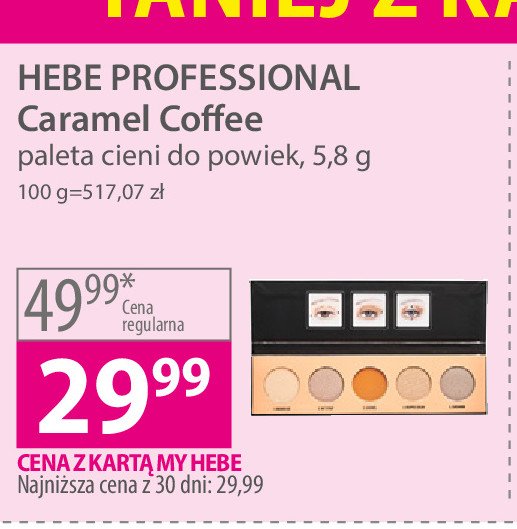 Paleta cieni do powiek caramel coffee Hebe professional promocja