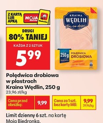 Polędwica drobiowa w plastrach Kraina Wedlin promocja w Biedronka