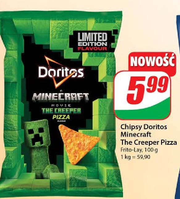 Chipsy kukurydziane minecraft movie o smaku pizzy Doritos promocja