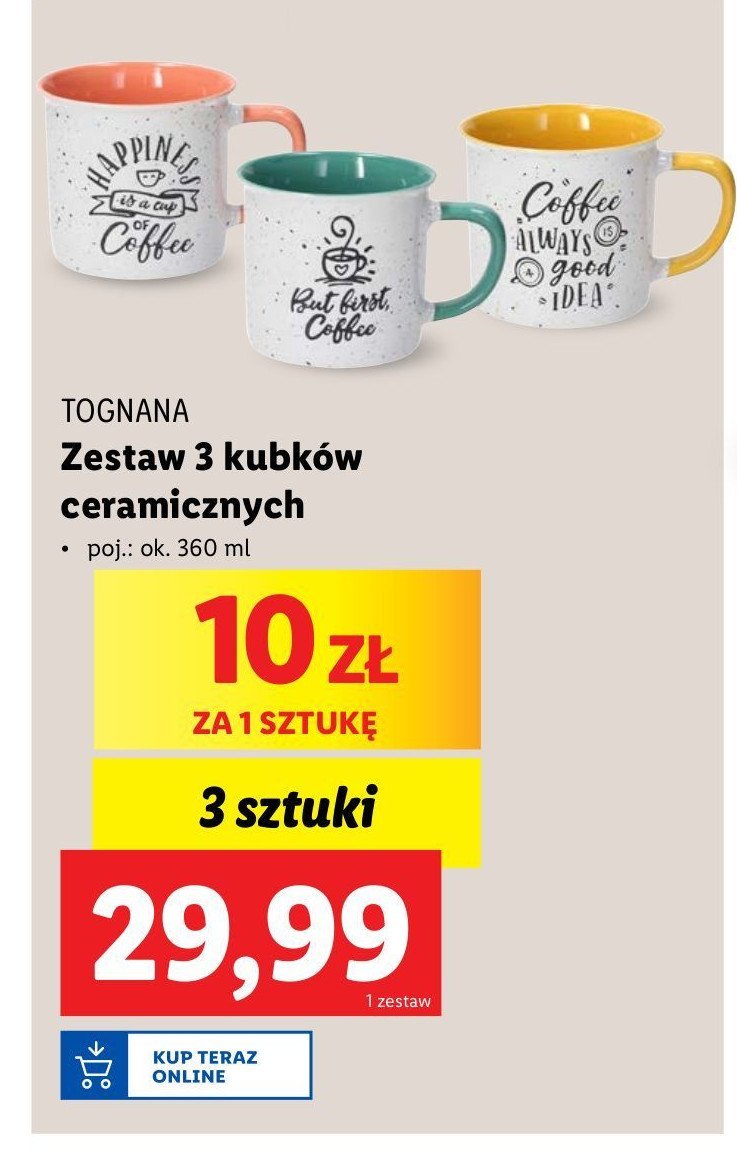 Zestaw kubków ceramicznych 360 ml Tognana promocja