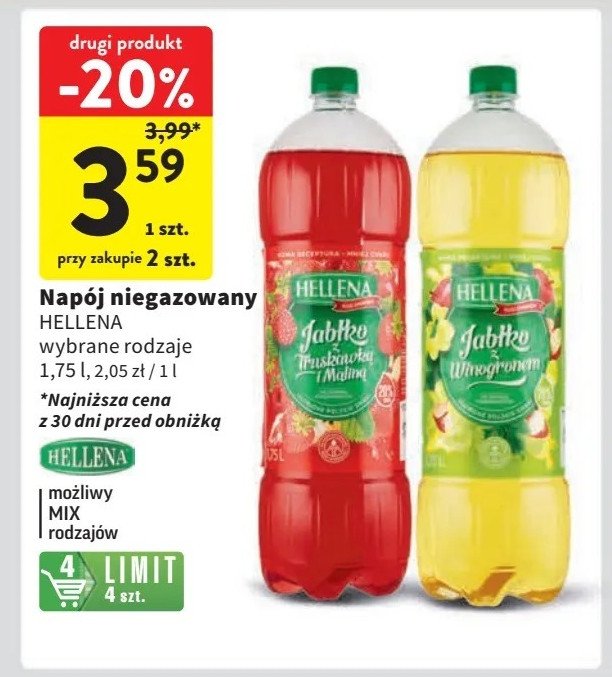 Napój truskawka & malina Hellena promocja