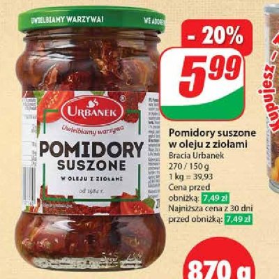 Pomidory suszone w oleju z ziołami Urbanek promocja