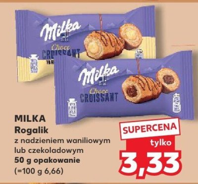 Ciastka Rogalik z nadzieniem waniliowym lub czekoladowym Milka 50 g promocja w Kaufland