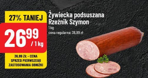 Kiełbasa żywiecka podsuszana Rzeźnik szymon poleca promocja w POLOmarket