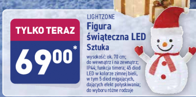 Figurka świąteczna led 70 cm - bałwanek Light zone promocja