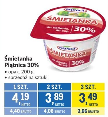 Śmietanka 30% Piątnica promocja w Makro
