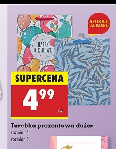 Torebka prezentowa rozmiar 5 promocja w Biedronka