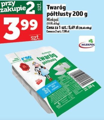 Twaróg półtłusty Mlekpol 200 g promocja w TOPAZ
