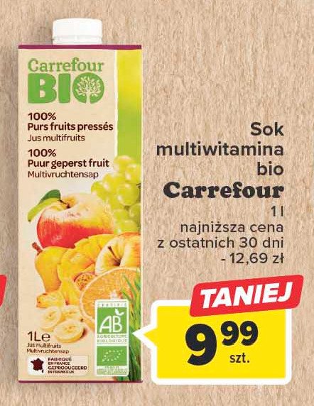 Sok multiwitamina Carrefour bio promocja