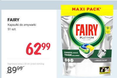 Kapsułki do zmywarki Platinum 51 szt. Fairy promocja w Rossmann