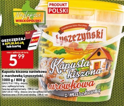 Kapusta kiszona surówkowa z marchewką Łyszczyński promocja w Twój Market