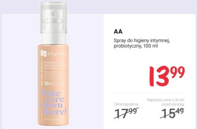 Spray do higieny intymnej AA probiotyczny 100 ml promocja w Rossmann