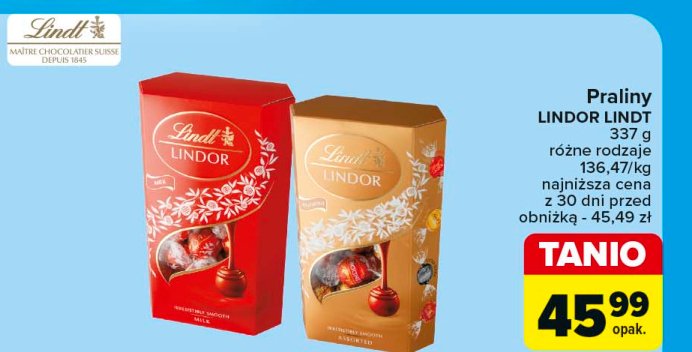 Bombonierka milk cornet Lindt lindor promocja