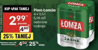 Piwo Łomża 4 x 0.5l promocja w Delikatesy Centrum