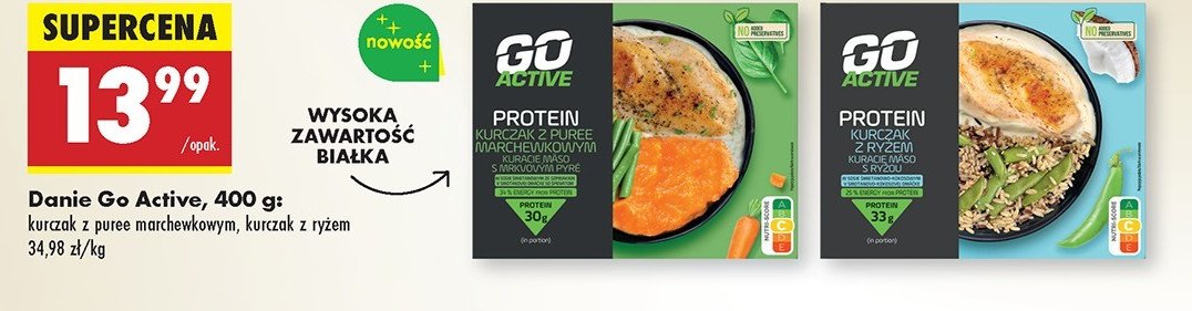 Kurczak z puree marchewkowym Go active promocja w Biedronka
