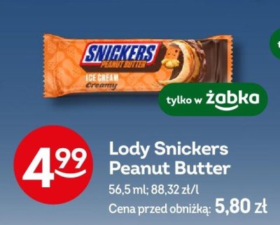 Lody Snickers Peanut Butter promocja w Żabka