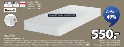 Materac sprężynowy TYA promocja w Jysk