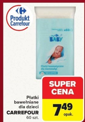 Płatki kosmetyczne bawełniane dla dzieci Carrefour Baby promocja w Carrefour