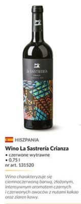 Wino La Sastreria Crianza czerwone wytrawne promocja w Makro