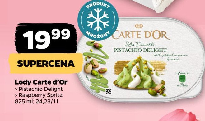 Lody pistachio delight Algida carte d'or les desserts promocja