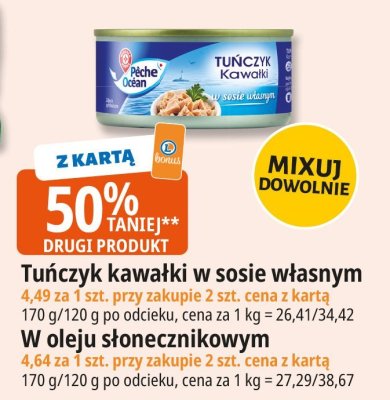 Tuńczyk kawałki w sosie własnym Pêche Océan promocja w Leclerc