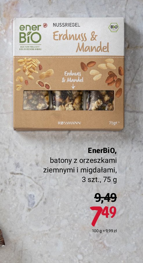 Baton z orzechami ziemnymi i migda艂ami Enerbio promocja