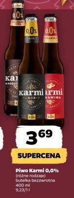 Piwo Karmi 0,0% różne rodzaje butelka bezwrotna 400 ml promocja w Netto