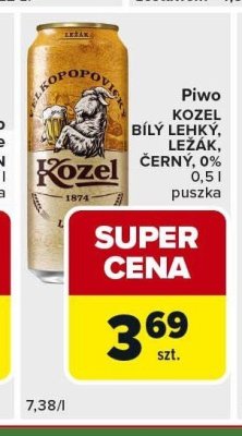 Piwo KOZEL BILY LEHKÝ, LEZAK, CERNY 0,5 l puszka promocja w Carrefour Express