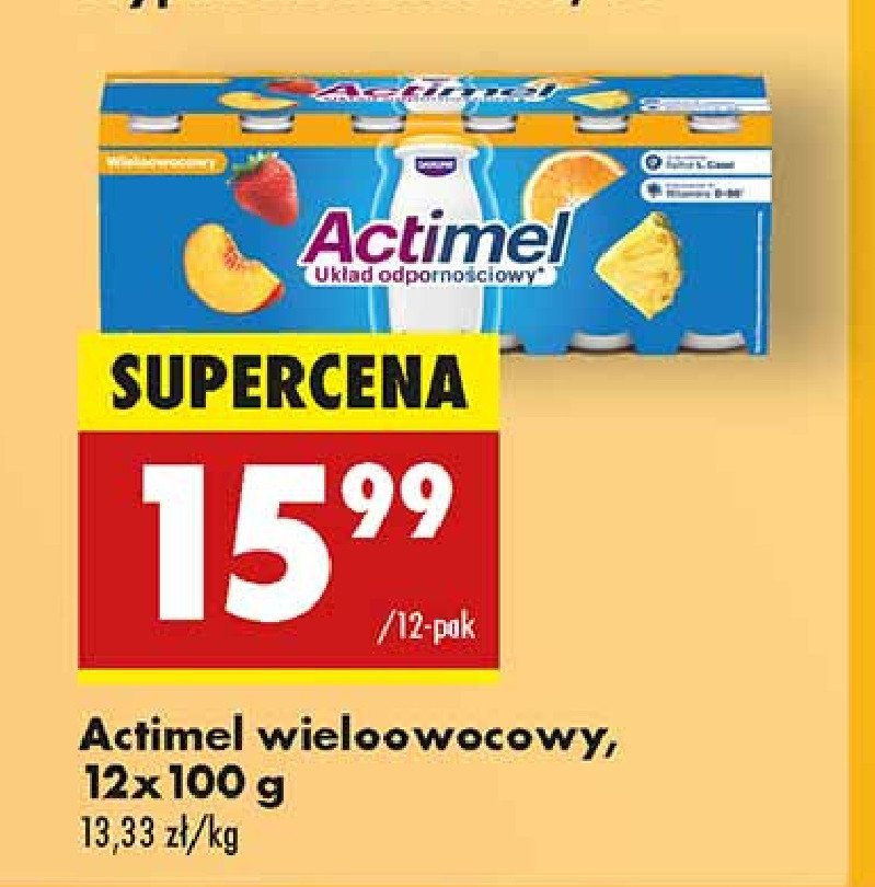 Jogurt wieloowocowy Danone actimel promocja w Biedronka