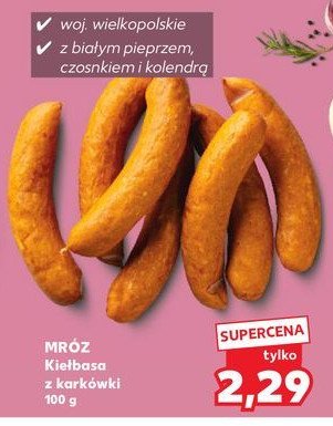 Kiełbaski z karkówki Mróz promocja w Kaufland