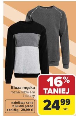 Bluza męska różne rozmiary i kolory najniższa cena z 30 dni przed obniżką - 29,99 zł promocja w Carrefour