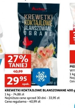 Krewetki koktajlowe gotowane obrane Auchan różnorodne (logo czerwone) promocja