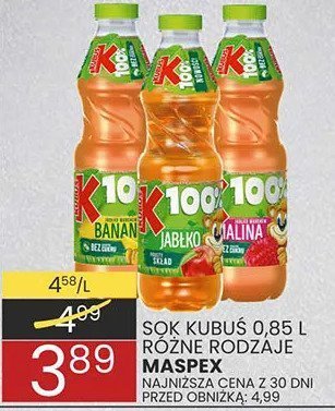 Sok KUBUŚ 0,85 L RÓŻNE RODZAJE MASPEX promocja w Wafelek