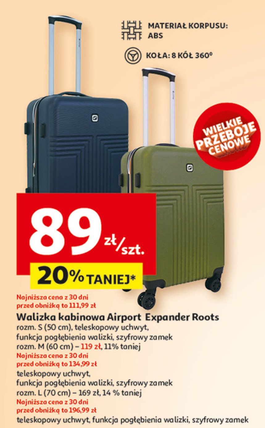 Walizka airport expander roots rozm. l promocja w Auchan